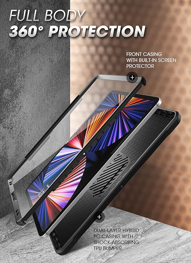 SUPCASE for iPad Pro 11 Inch Case 4th/3rd/2nd Generation 2022/2021/2020 (Unicorn Beetle Pro), [Built-in Screen Protector & Stand & Pen Holder] Full-Body Rugged Cover for iPad Pro 11 Inch, Black