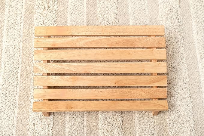 PaletteLife Wooden Footrest, D11.42 xW17.72 xH4.93 (29x45x12.5cm), 1x1.5 ft, Medium, Natural Ashwood, Ergonomic Design