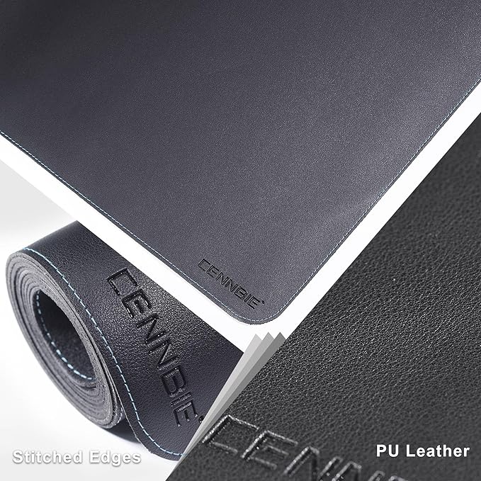 CENNBIE Leather Desk Mat Protector, 59" x 16" Extra Large Office Desk Pad Mat for Full Desk, Computer Desk Mat on top of desks - Oversized Large Mouse Pad (Black)