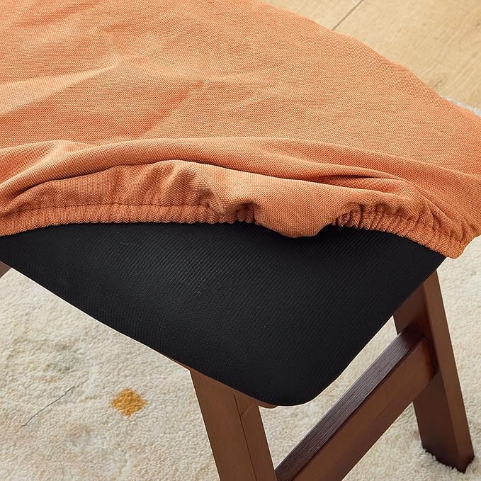 Foot Stool,Under Desk Foot Rest Ottoman, Washable Stool for Office, Living Room, Bedroom (Brown Legs-Orange Stool Seat)