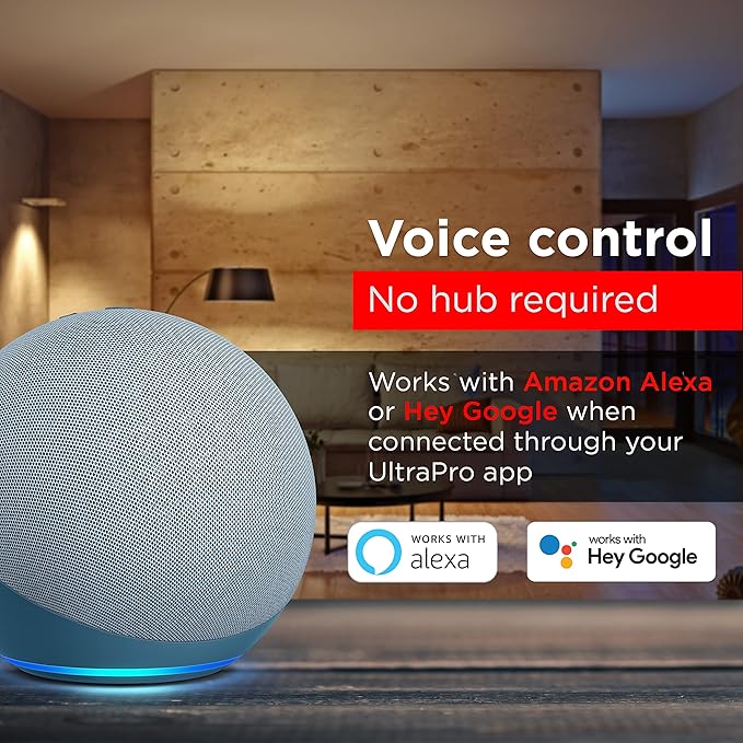 UltraPro Wi-Fi LED Smart Light Bulb, Downlight, 65W Equivalent, RGB, Color Changing, White Select Tunable 2700K - 6500K, Dimmable, 2.4GHz Router Required, Circadian Rhythm, Easy-to-Use App, 51461