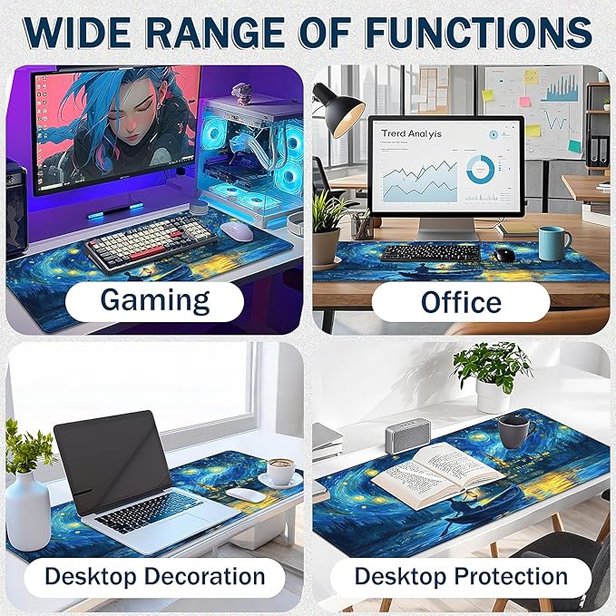 Extended Mouse Pad for Gaming & Office - 31.5"x11.8" Large Desk Mat with Smooth Surface and Stylish Design for PC, Home Office Decor, and Work