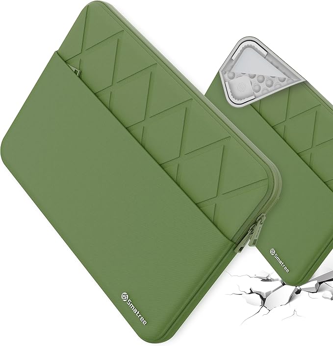 Smatree Laptop Sleeve for 13.3 inch ASUS Zenbook S 13 Flip OLED UP5302,Case with Pocket,YKK Zipper,Patented Shockproof Design,Green(E403G)