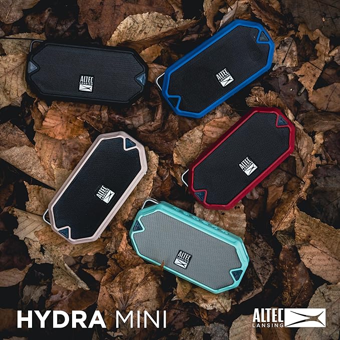 Altec Lansing - HydraMini Wireless Bluetooth Speaker, IP67 Waterproof USB C Rechargeable Battery with 6 Hours Playtime, Compact, Shockproof, Snowproof, Everything Proof (Petal Pink)