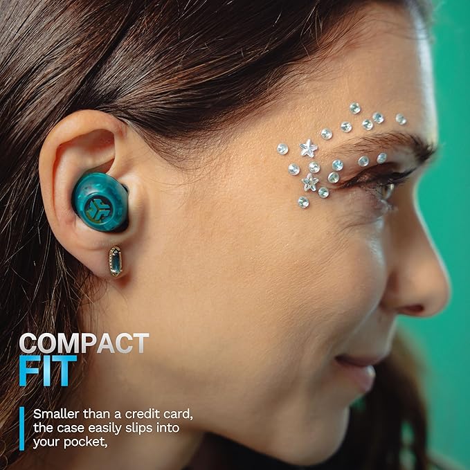 JLab, Go Pop ANC, True Wireless Earbuds, Active Noise Cancelling, Transparent Teal
