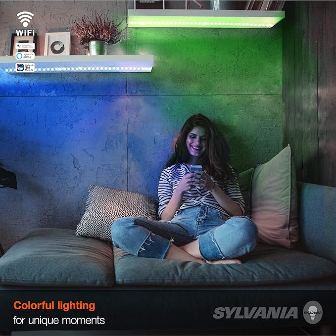 SYLVANIA Smart LED WiFi Full Color Light Strip, 6.5 ft, Dimmable, Compatible with Alexa and Google Home Only - 1 Pack (75704)