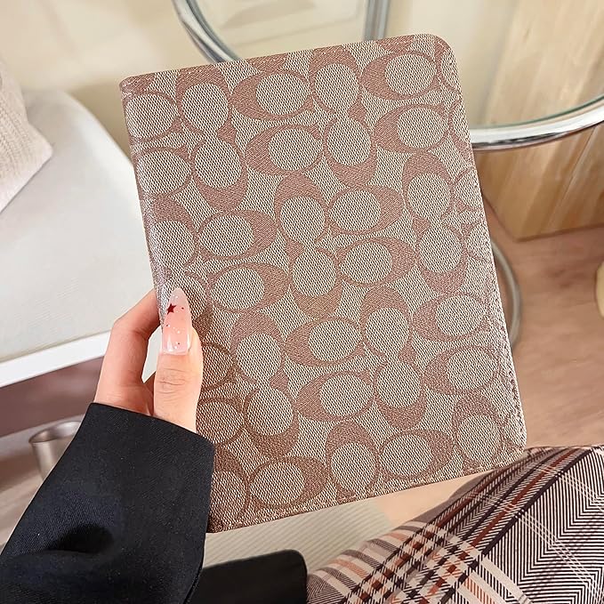 Brown Designer PU Leather Case for iPad mini 7 （A17 Pro） 2024/iPad Mini 6 2021 8.3 Inch,iPad mini 7th/6th Gen PU Cover with Slim Protective & Pencil Holder, Soft TPU Back & Auto Sleep/Wake