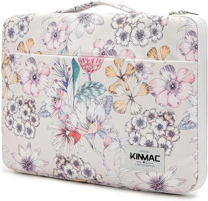 Kinmac Floral Pattern 360° Protective Water Resistant Laptop Case Bag Sleeve with Handle for Surface Pro,MacBook Air/Pro 13",MacBook 12",iPad pro 12.9 and 12 inch-13.3 inch Laptop