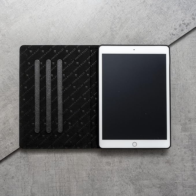 Porter Riley - Leather Case Compatible with iPad Pro 13" - M5 / M4 (2025/2024) Release. Premium Genuine Leather Stand/Cover/Flip Case (Pure Black)