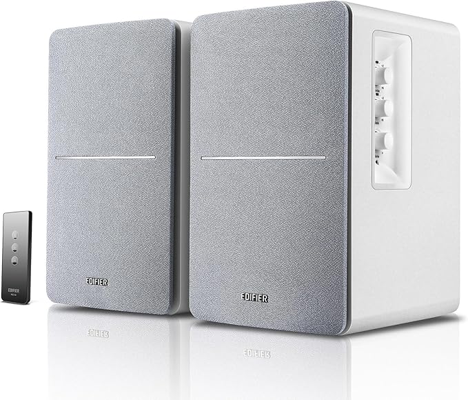 Edifier R1280T Powered Bookshelf Speakers - 2.0 Active Near Field Studio Monitor Speaker - White Enclosure - 42 Watts RMS