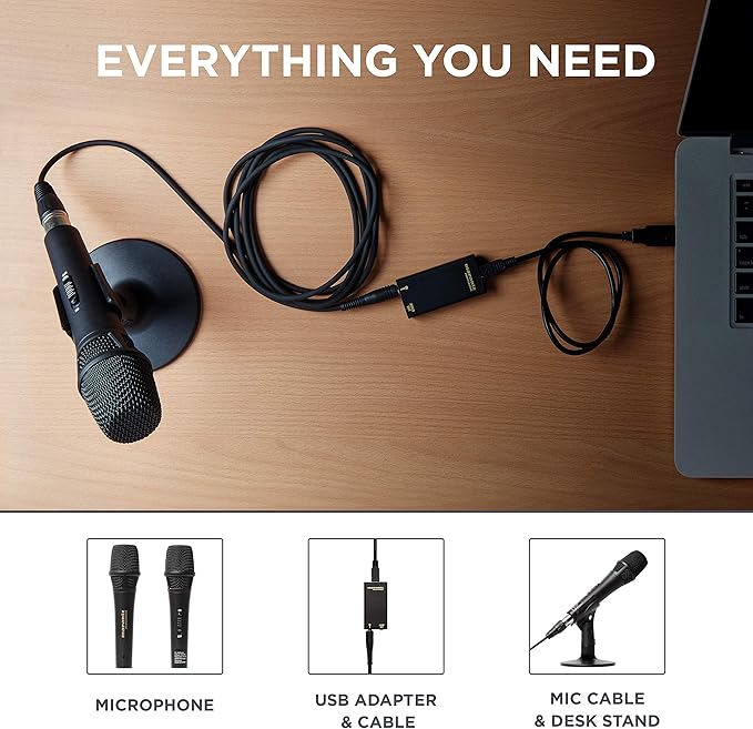 Marantz Professional Marantz Pro M4U – USB Condenser Microphone With Audio Interface, Mic Cable and Desk Stand – For Podcast Projects, Streaming and Recording Instruments