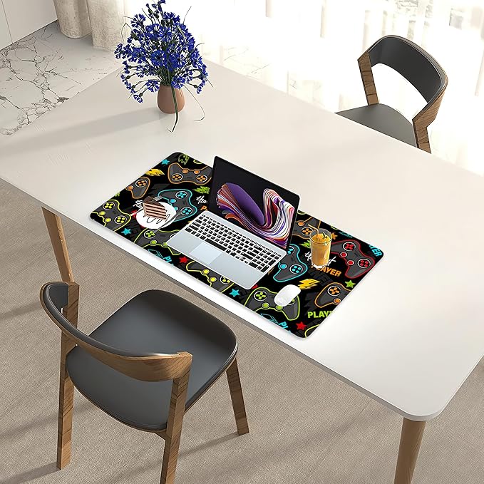 Game Player Joystick Desk Mat for Desktop,Extended Gaming Mouse Pad,Non-Slip Rubber Base Mousepad with Stitched Edges for Office Home Desk Decor,31.5X15.7 Inch