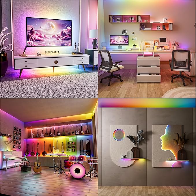RGB Smart IC COB LED Strip Light 18ft Addressable Chasing Color 12V LED Light Strip Multicolored Flexible RGB Lights Kit with Music Mode for Party, Decoration, Home DIY Lighting Projects