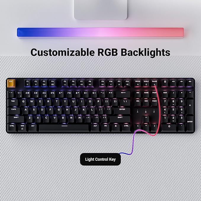 Keychron KJ5 Wireless Custom Mechanical Keyboard, 2.4 GHz Bluetooth QMK Full-Size Layout RGB, Hot-swappable Banana Switch Compatible with Mac Windows Linux, for Gaming Office - Black