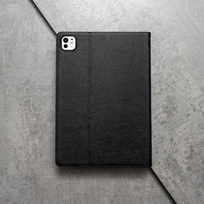 Porter Riley - Leather Case Compatible with iPad Pro 13" - M5 / M4 (2025/2024) Release. Premium Genuine Leather Stand/Cover/Flip Case (Pure Black)