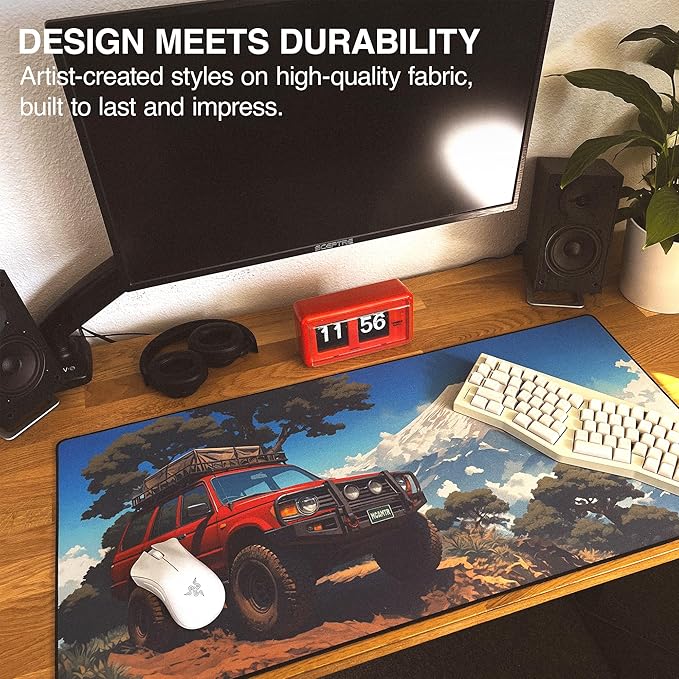 MPCO. Original Large Gaming Desk Mat – 36" x 17" Duraglyde Manga Motors Osakas-Overlander Full Desk Mouse Pad for Smooth Precision – Non-Slip, Washable Extra-Large PC Mouse Pad for Gaming Sessions