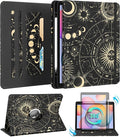 Kidcube for Samsung Galaxy Tab S6 Lite Case 10.4 Inch 2024/2022/2020 - Women Girls Cute Rotating Stand Folio Cover with Pencil Holder & Card Slot Girly Sun Moon Stars Design Cases for Tab S6 Lite