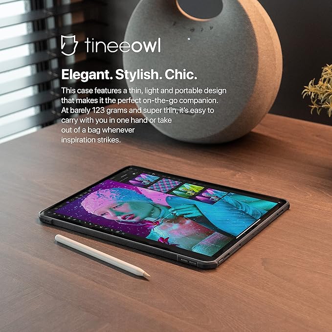 TineeOwl iPad Pro 12.9 inch Case 2022, 2021, 2020, 2018 (6th, 5th, 4th & 3rd Generation) Ultra Thin Matte Clear, Supports Apple Pencil Wireless Charging, Absorbs Shock (Black/Matte Back)