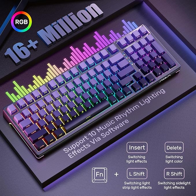 AULA Mechanical Keyboard, Wireless Gaming Keyboards Tri-Mode Bluetooth/2.4G/USB-C Hot Swappable 99 Keys Custom Creamy Keyboard 99 Keys Full Size Computer Keyboards for PC Xbox PS5 MAC