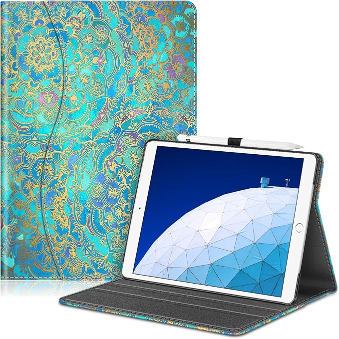 Fintie Case for iPad Air (3rd Gen) 10.5" 2019 / iPad Pro 10.5" 2017- [Sleek Shield] Premium PU Leather Slim Fit Multi Angle Stand Cover with Pocket, Pencil Holder, Auto Wake/Sleep, Shades of Blue