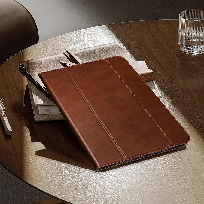 auaua Case for iPad Pro 13 Inch (M5/M4) 2025/2024, with Pencil Holder and Pocket, Multiple Viewing Angles, Magnetic Closure, Auto Sleep/Wake (Brown)