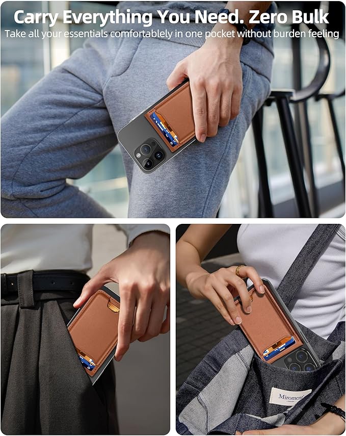 ExtreLife For Magsafe Wallet with Money Clip, Strongest Magnetic Wallet for iPhone 17/16/15/14/13/12 Series, Adjustable Stand, ID Window, 5 Card Holder, RFID Blocking, Not for 13/12 Mini, Brown