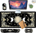 4-Piece Extended Large Mouse Pad Set for Women Men with Moon Face Design Includes 35.4 x 15.7 XXL Large Mouse Pad Keyboard Wrist Rest Mouse Wrist Support and Coaster for Office Home