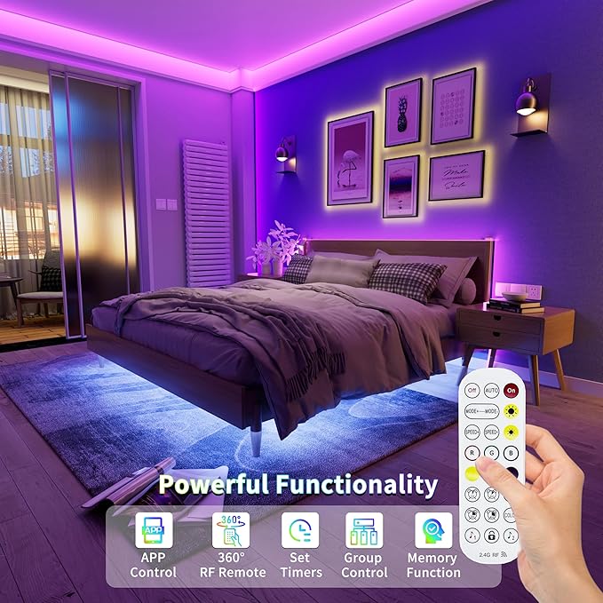 PAUTIX 5V USB COB RGB LED Strip Light 9.84ft/3m Color Changing Light Strips,TV Backlight Multicolor Flexible Under Cabinet Tape Lights with Bluetooth Control for Bedroom,Kitchen,Home DIY Lighting