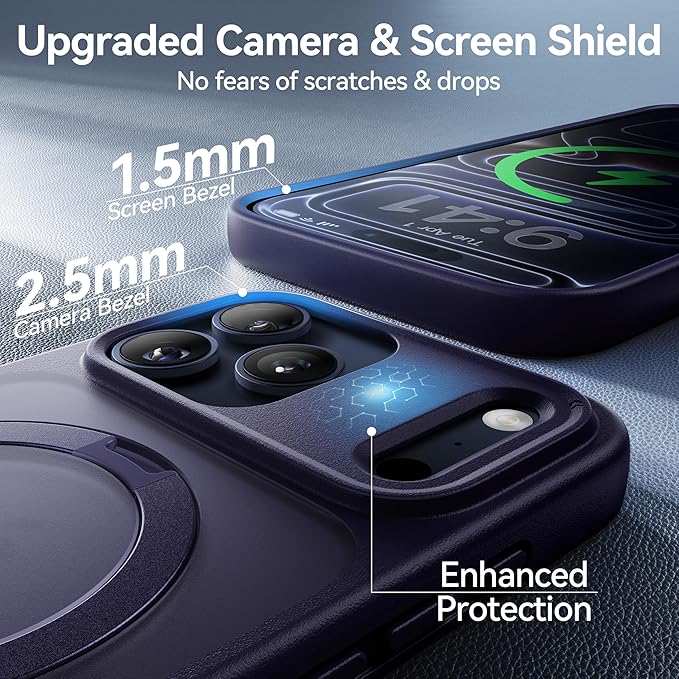 CASEKOO Ultra-Magnetic Stand for iPhone 17 Pro Max Case [Military Drop Protection] [Compatible with MagSafe] Shockproof Translucent Matte Slim Ring for iPhone 17 Pro Max Phone Case 6.9", Purple