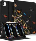 Uppuppy for iPad Pro 13 Inch Case 2024 - Women Cute Girls Folio Smart Cover with Pencil Holder Butterfly Girly Design Pretty Unique for iPad Pro M4 13 Inch Cases A2925 A2926 A3007