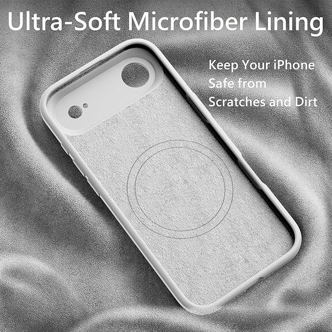 FireNova Magnetic for iPhone Air Case, Compatible with MagSafe, [Integrated Silicone Camera Control Button] [Camera Protection] Microfiber Lining Phone Case for iPhone 17 Air, 6.5", White