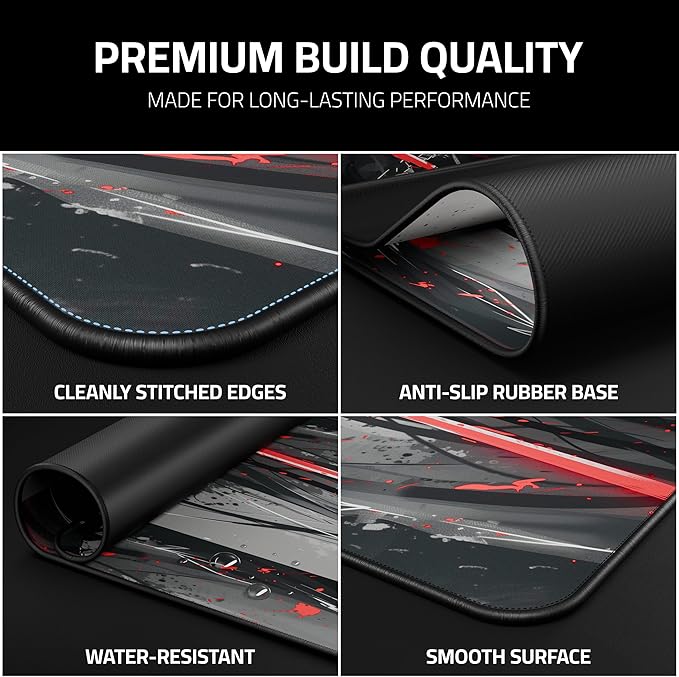 XXL Anime Gaming Mouse Pad 35.4 x 15.7 inch - Water-Resistant & Stitched Edges - Large XL Mousepad for Desk - Gamer Accessories Big Full Deskpad Mat Game Mousepads Deskmat