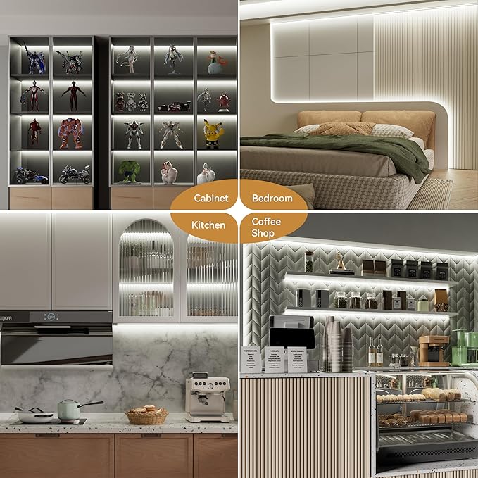 PAUTIX COB LED Strip Lights 48ft/15m Super Bright,504 LEDs/m Natural White 5000K CRI90+ Flexible LED Tape 24V for Cabinet Home DIY Lighting Projects with 2pcs COB Connector(Power Supply Not Included)