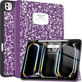 Soke Case for New iPad Pro 13 Inch (M5/M4, 2025/2024 Release), with Pencil Holder Trifold Stand Shockproof [Support Apple Pencil Charging + Auto Wake/Sleep], Soft TPU Back Cover, Book Violet