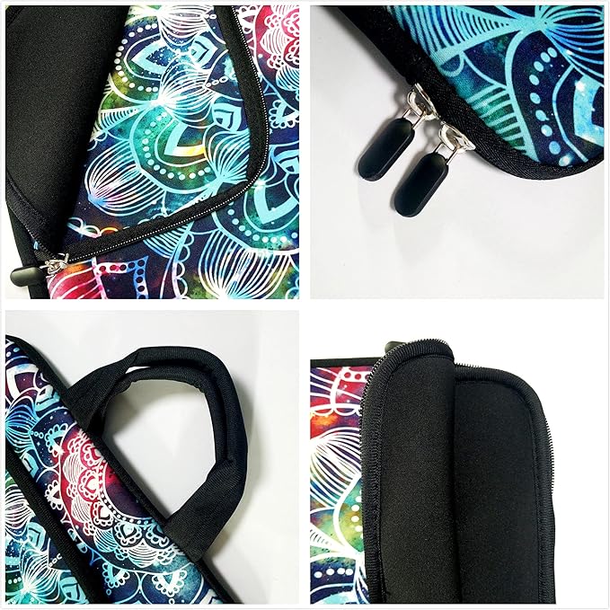 14 15 15.4 15.6 inch Laptop Handle Bag Computer Protect Case Pouch Holder Notebook Sleeve Neoprene Cover Soft Carrying Case with Extra Pockets for Dell Lenovo Toshiba HP Chromebook ASUS Acer(Mandala)