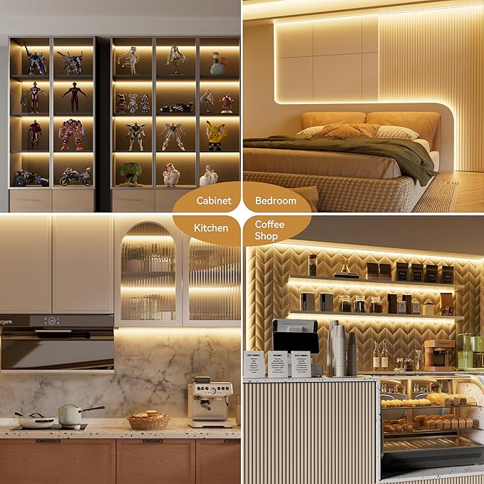 PAUTIX COB LED Strip Lights 48ft/15m Super Bright,504 LEDs/m Warm White 2700K CRI90+ Flexible LED Tape,DC24V for Cabinet Home DIY Lighting Projects with 2pcs COB Connector(Power Supply Not Included)