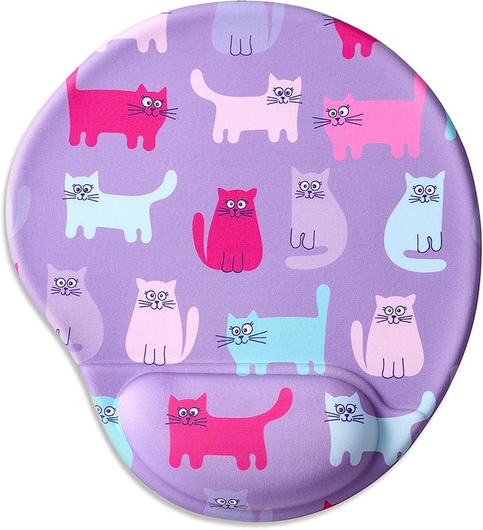 Ergonomic Mouse Pad with Wrist Support,Cute Mouse Pads with Wrist Rest,Comfortable Mouse Pad for Home Office Gaming Working Computers Laptop,Pain Relief with Non-Slip PU Base (Cute Cat)