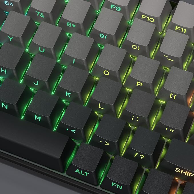 XVX PBT Keycaps - Side Printed Keycaps 60 65 75 100 Percent, Double Shot Shine Through Custom Key caps, Gradient Gray 136 Keys Set, OEM Profile, Minimalist Style for Cherry Gateron MX Switche Keyboard
