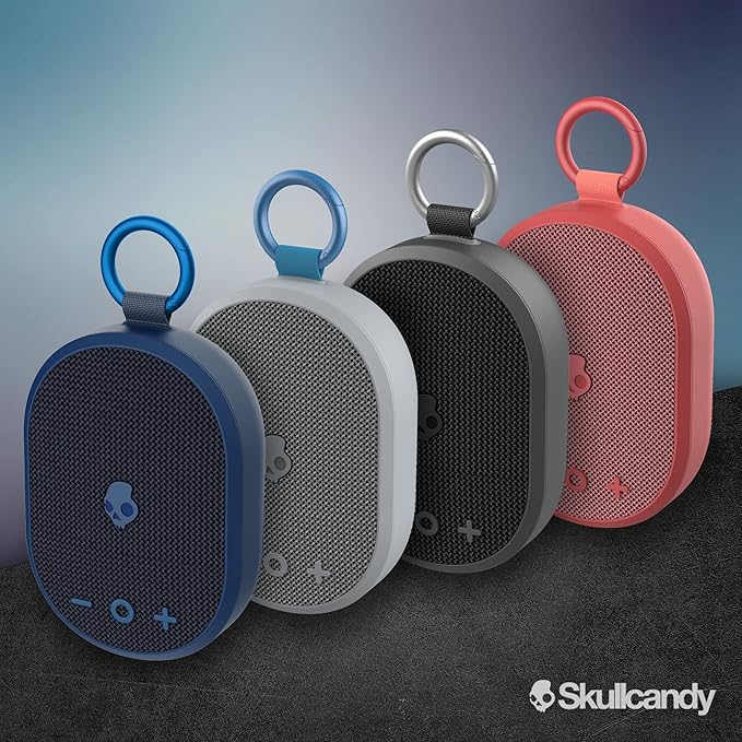 Skullcandy Kilo Wireless Bluetooth Speaker - IPX7 Waterproof Mini Bluetooth Speaker with 24 Hour Battery, Downward Firing Passive Radiator, and True Wireless Pairing - Perfect for Outdoor (Grey)