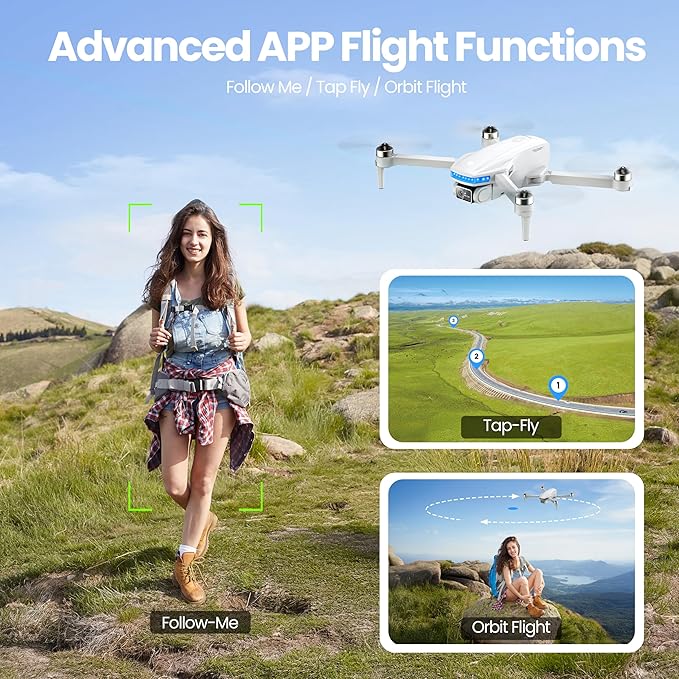 PLEGBLE GPS Drones with Camera for Adults 4K, Brushless Motor FPV Drone with Auto Return, Follow Me,Tap Fly & Circle Fly, Under 249g, 46 Mins Flight, Foldable Drone for Adults Beginners