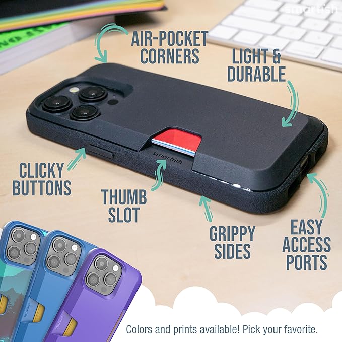 Smartish® iPhone 15 Wallet Case - Wallet Slayer Vol. 1 [Slim + Protective] Credit Card Holder - Drop Tested Hidden Credit Card Slot Cover for Apple iPhone 15 - Graspin' Aspen