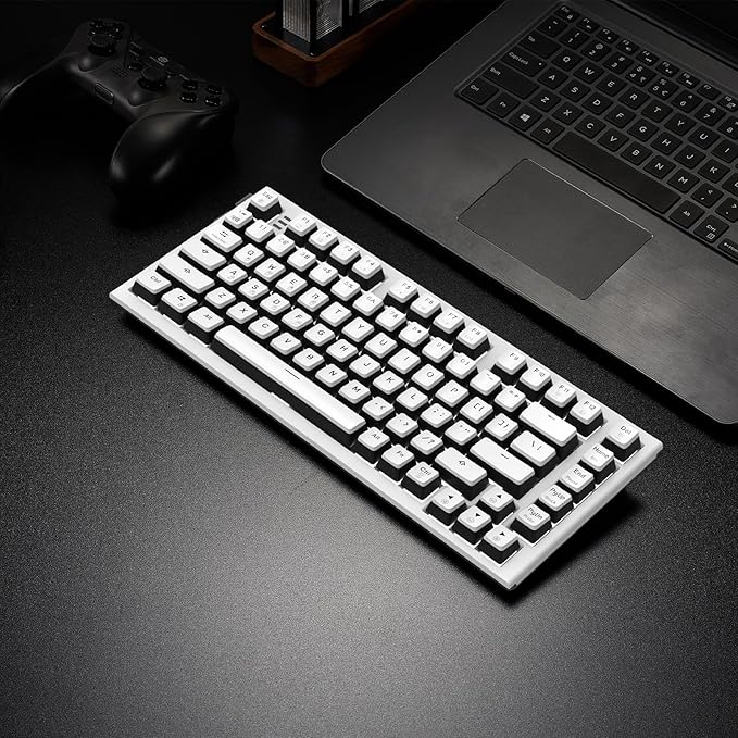 Hexgears X2 TKL Wireless Mechanical Gaming Keyboard with Magnetic Wrist Rest, Dual-Mode 2.4GHz/USB-C Ergonomic Keyboard, Pre-lubed Tactile Switches, White LED Backlit Computer Gaming Keyboards