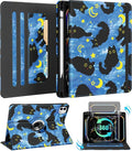 Kidcube for iPad Pro 11 Inch Case M4 2024 5th Generation - Women Girls Cute Rotating Stand Folio Cover with Pencil Holder & Card Slot Girly Cat Stars Blue Design for iPad Pro 11'' Case 2024 M4 5th Gen