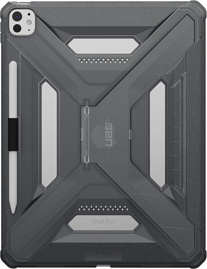 URBAN ARMOR GEAR UAG Designed for iPad Pro 13" 8th/7th Gen 2024-2025 Case A3360 A3361 A3362 - Rugged Transparent Protective Cover with Kickstand and Pencil Holder Scout Plus Ash