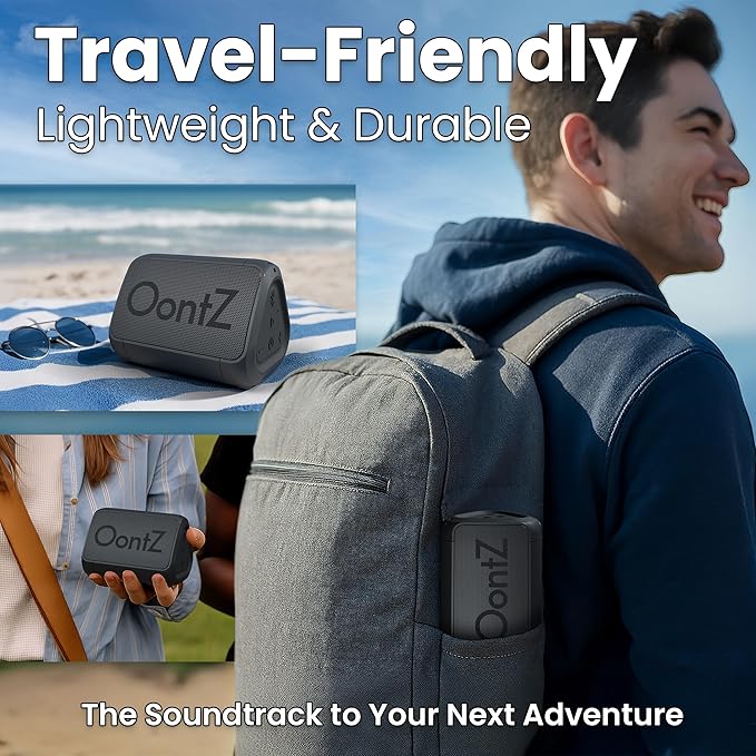 OontZ Angle Solo Portable Bluetooth Speaker - Ultra Portable, 14 Hours of Playtime, 100ft Wireless Range, Waterproof, Budget-Friendly Speaker for Travel, Outdoor or Home, Great Gift (Black)