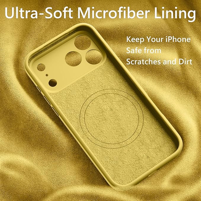 FireNova Magnetic for iPhone 17 Pro Case, Compatible with MagSafe, [Integrated Silicone Camera Control Button] [Camera Protection] Anti-Scratch Microfiber Lining Phone Case, 6.3", Yellow