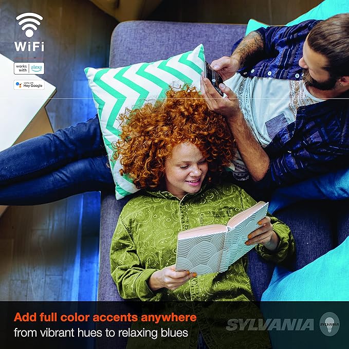 SYLVANIA Smart LED WiFi Full Color Light Strip, 6.5 ft, Dimmable, Compatible with Alexa and Google Home Only - 1 Pack (75704)