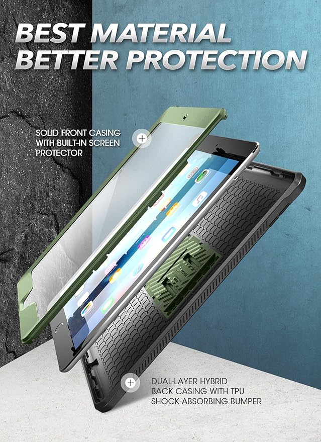 SUPCASE for iPad 9th Generation Case with Screen Protector (Unicorn Beetle Pro), [Built-in Stand] Heavy Duty Rugged Protective Case for iPad 10.2 9th / 8th / 7th Generation (2021/2020/2019), Guldan