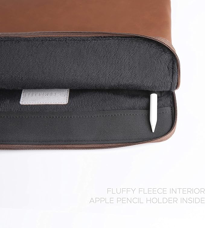 Comfyable Tablet Sleeve Compatible with iPad Air 11" M4 2026, iPad Pro 11 Inch M5 & Smart/Magic Keyboard with Pencil Holder-PU Leather Bag Water-Resistant Slim Case - Brown