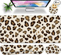 Leopard Large Gaming Mouse Pad Set of 4 for Women 35.4 x 15.7 with Keyboard Wrist Rest, Wrist Support, Coaster, Memory Foam Smooth Desk Mat Mousepad for Home Office School